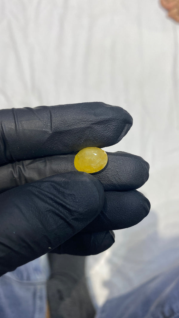 100% Natural Premium Nigerian Pukhraj (Yellow Sapphire) – 8.2 Carat | 100% Original High-Quality Yellow Gemstone