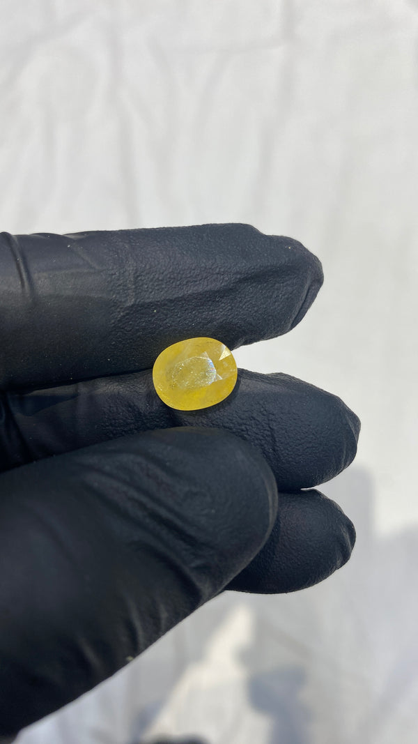 100% Natural Premium Nigerian Pukhraj (Yellow Sapphire) – 4.8 Carat | 100% Original High-Quality Yellow Gemstone