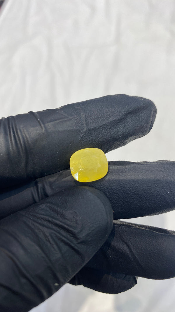 100% Natural Premium Nigerian Pukhraj (Yellow Sapphire) – 6.7 Carat | 100% Original High-Quality Yellow Gemstone