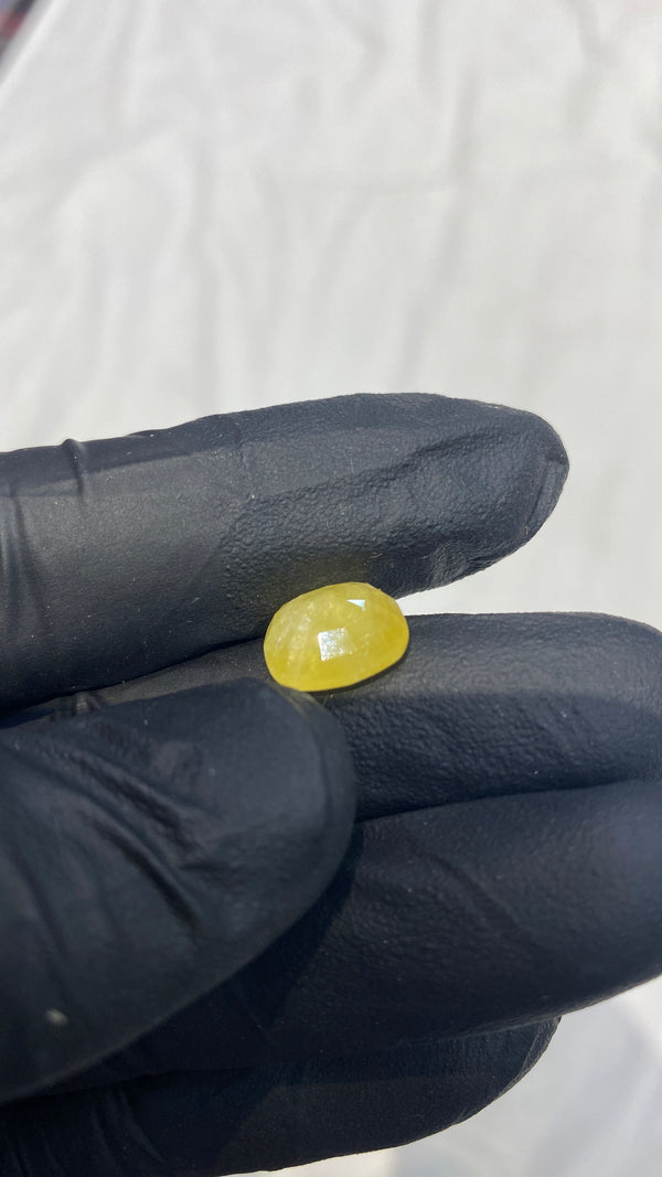 100% Natural Premium Nigerian Pukhraj (Yellow Sapphire) – 6.7 Carat | 100% Original High-Quality Yellow Gemstone