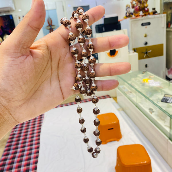 Premium Rudraksha Mala with Pure Silver | Traditional Spiritual Mala