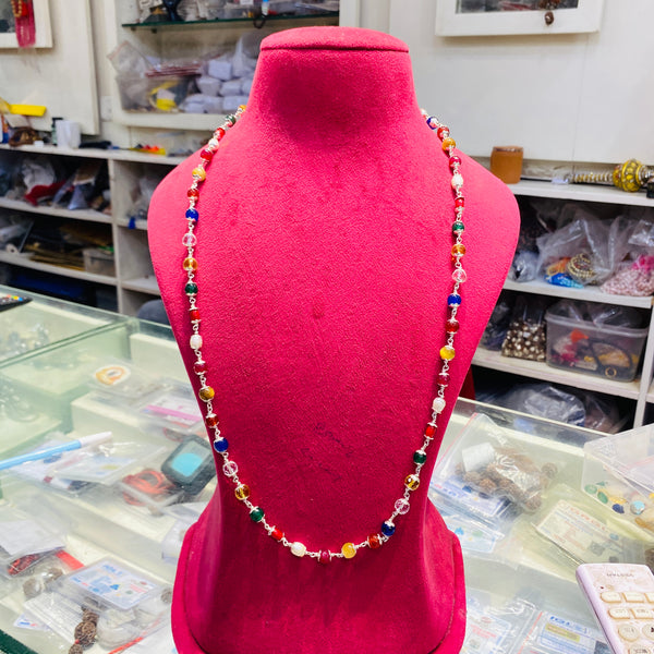 Premium Navratna Mala in Pure Silver | Nine Gemstone Traditional Jewellery