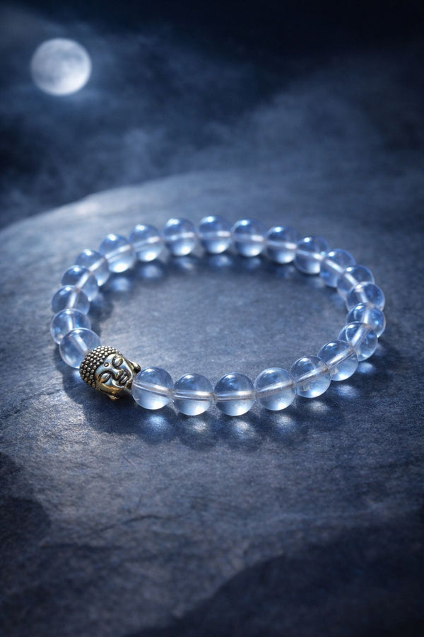 Natural Sphatik Crystal Bracelet with Buddha – Peace & Positive Energy