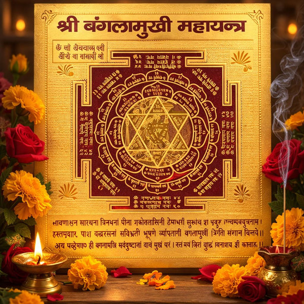 Shree Bangla Mukhi Yantra – Gold Plated (3×3 Inch)