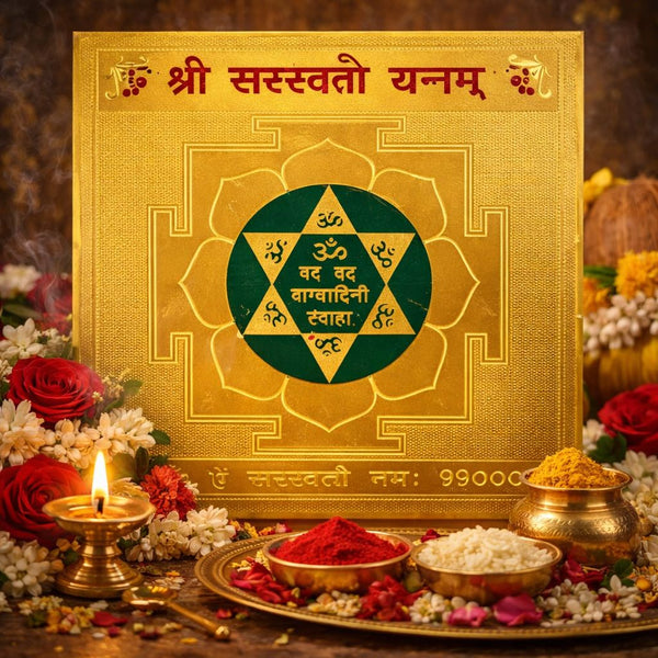 Shree Saraswati Yantra – Gold Plated (3×3 Inch)