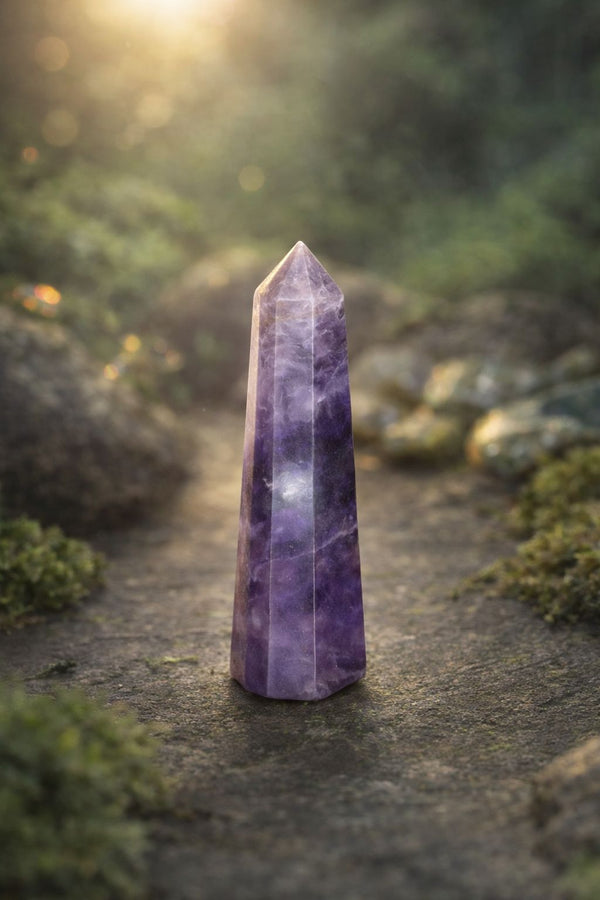 Natural Amethyst Crystal Tower – Healing & Positive Energy Stone (Vastu & Meditation Use)