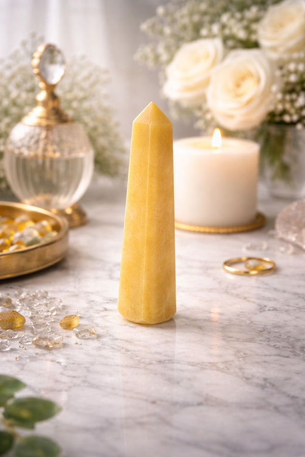 💛 Natural Yellow Agate Crystal Tower – Confidence, Strength & Positive Energy Stone