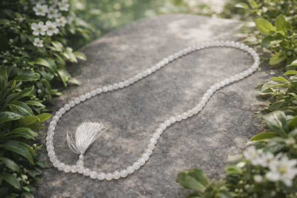 White Moonstone Mala – 8mm | 108 Beads