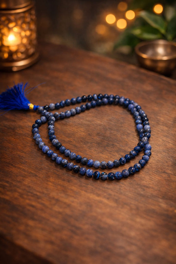 🔵 Blue Sodalite Mala – 8mm | 108+1 Beads
