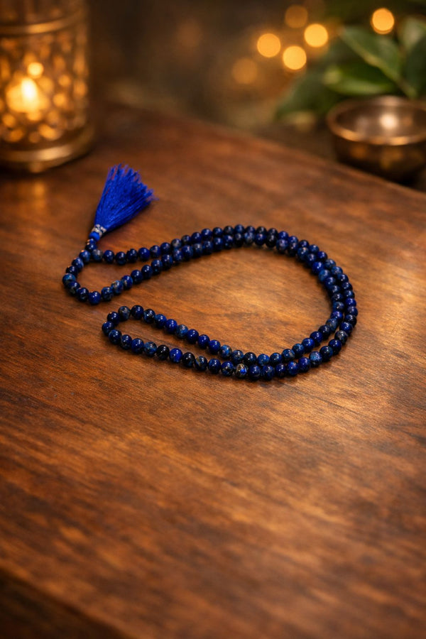 🔷 Lapis Lazuli Mala – 8mm | 108+1 Beads