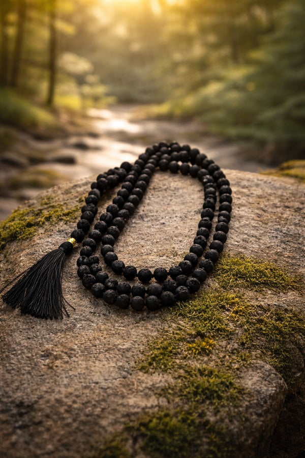 Lava Stone Mala – 8mm | 108+1 Beads