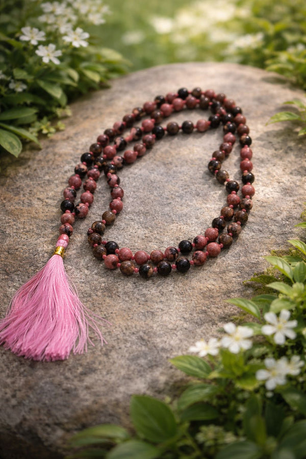 Rhodonite Mala – 8mm | 108+1 Beads