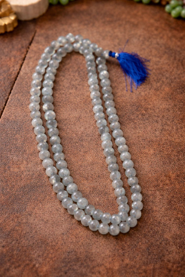 Natural Labradorite Mala – 8mm | 108+1 Beads