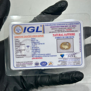 Yellow Sapphire stone IGL certificate