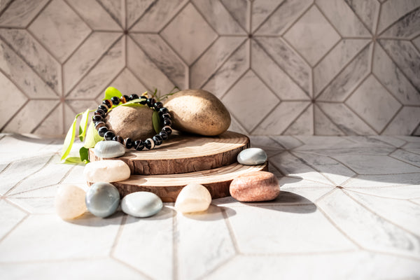 Natural Black Agate Stone Bracelet – Grounding & Energy Protection