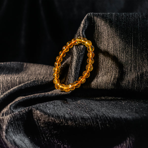 Natural Citrine Bracelet – Faceted Gemstone Beads, Bright Yellow Crystal Bracelet