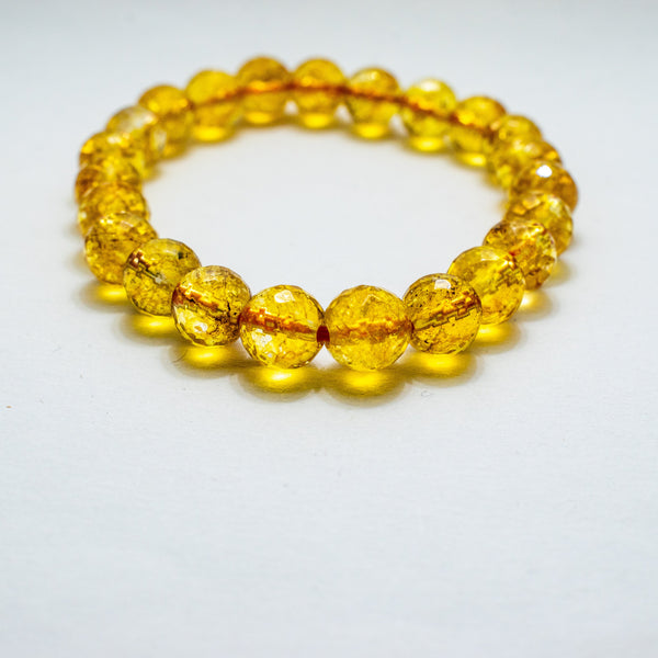 Natural Citrine Bracelet – Faceted Gemstone Beads, Bright Yellow Crystal Bracelet