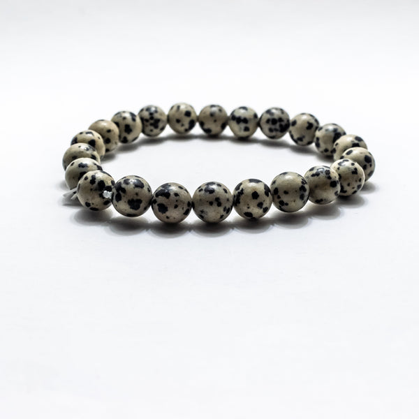 Dalmatian Stone Bead Bracelet – Emotional Balance & Positivity