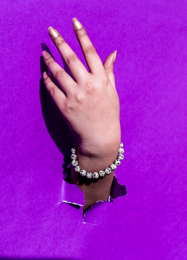 Elegant Dalmatian Stone Bracelet – Meditation, Mindfulness & Wellness Jewelry