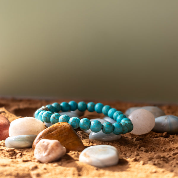 Firoza (Turquoise) Stone Bracelet With Buddha – Natural Gemstone Beaded Bracelet