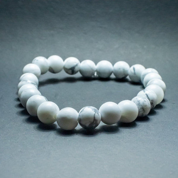 Natural Howlite Bracelet – White Marble Gemstone Beaded Bracelet