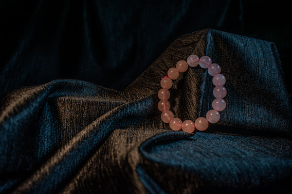 Natural Rose Quartz Bracelet – Pink Crystal Beaded Stretch Bracelet