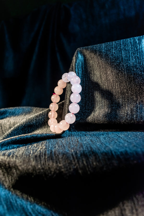 Natural Rose Quartz Bracelet – Pink Crystal Beaded Stretch Bracelet
