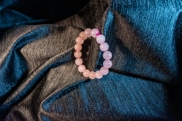 Natural Rose Quartz Bracelet – Pink Crystal Beaded Stretch Bracelet