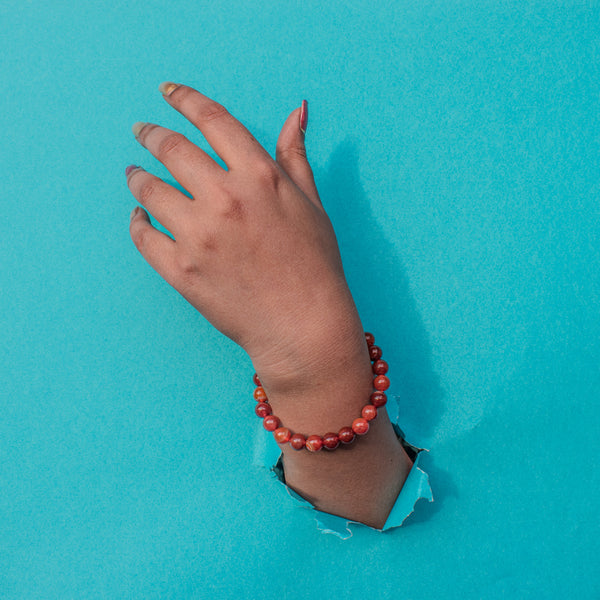 Natural Red Jasper Bracelet – Healing Crystal Beaded Stretch Bracelet