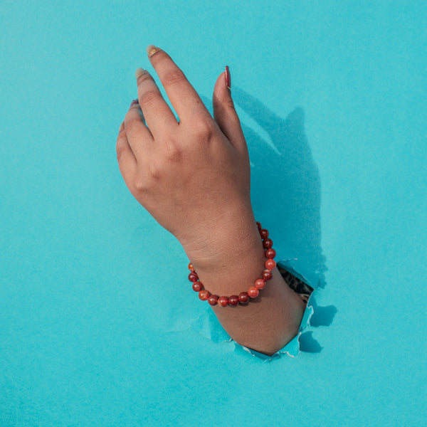 Natural Red Jasper Bracelet – Healing Crystal Beaded Stretch Bracelet